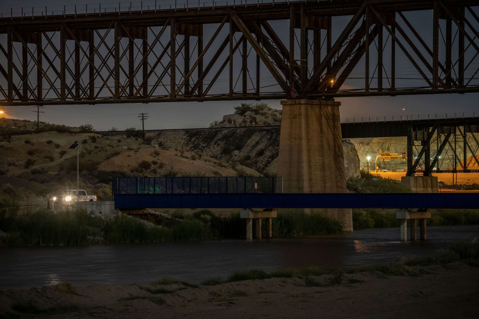 A Border Patrol vehicle patrols along the U.S.-Mexico border in El Paso, Texas.