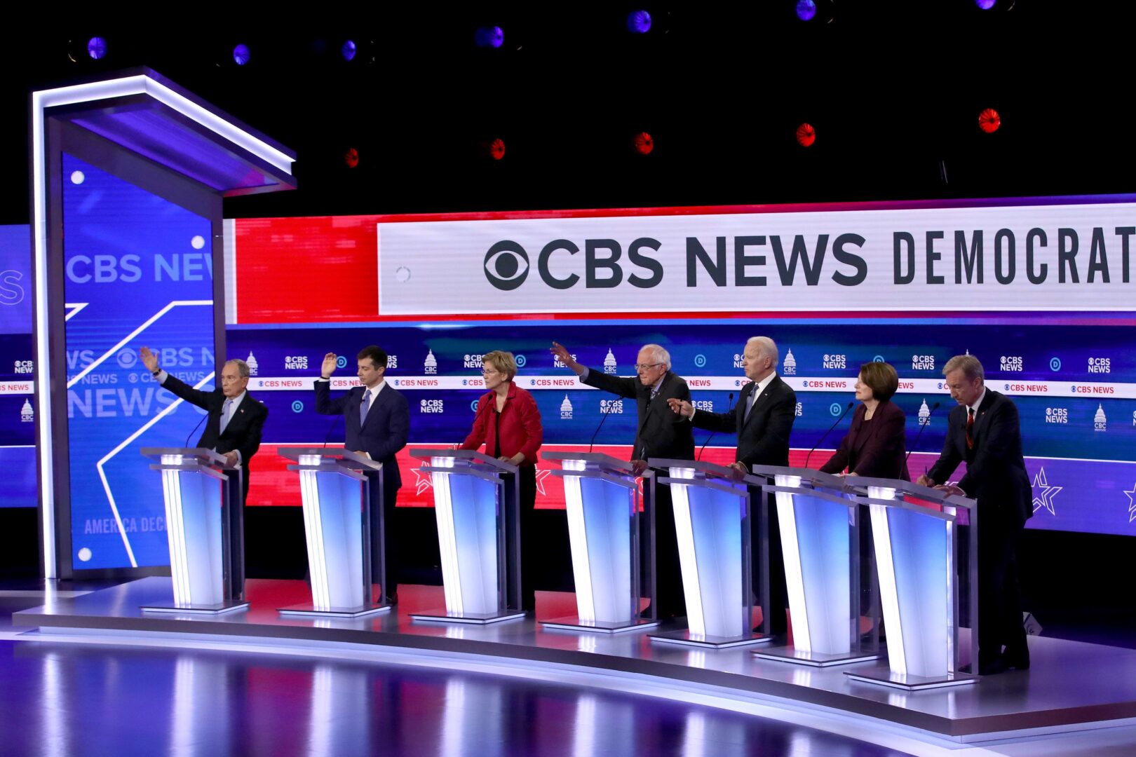 The Democratic presidential candidates debate at the Charleston Gaillard Center on Tuesday in Charleston, S.C.