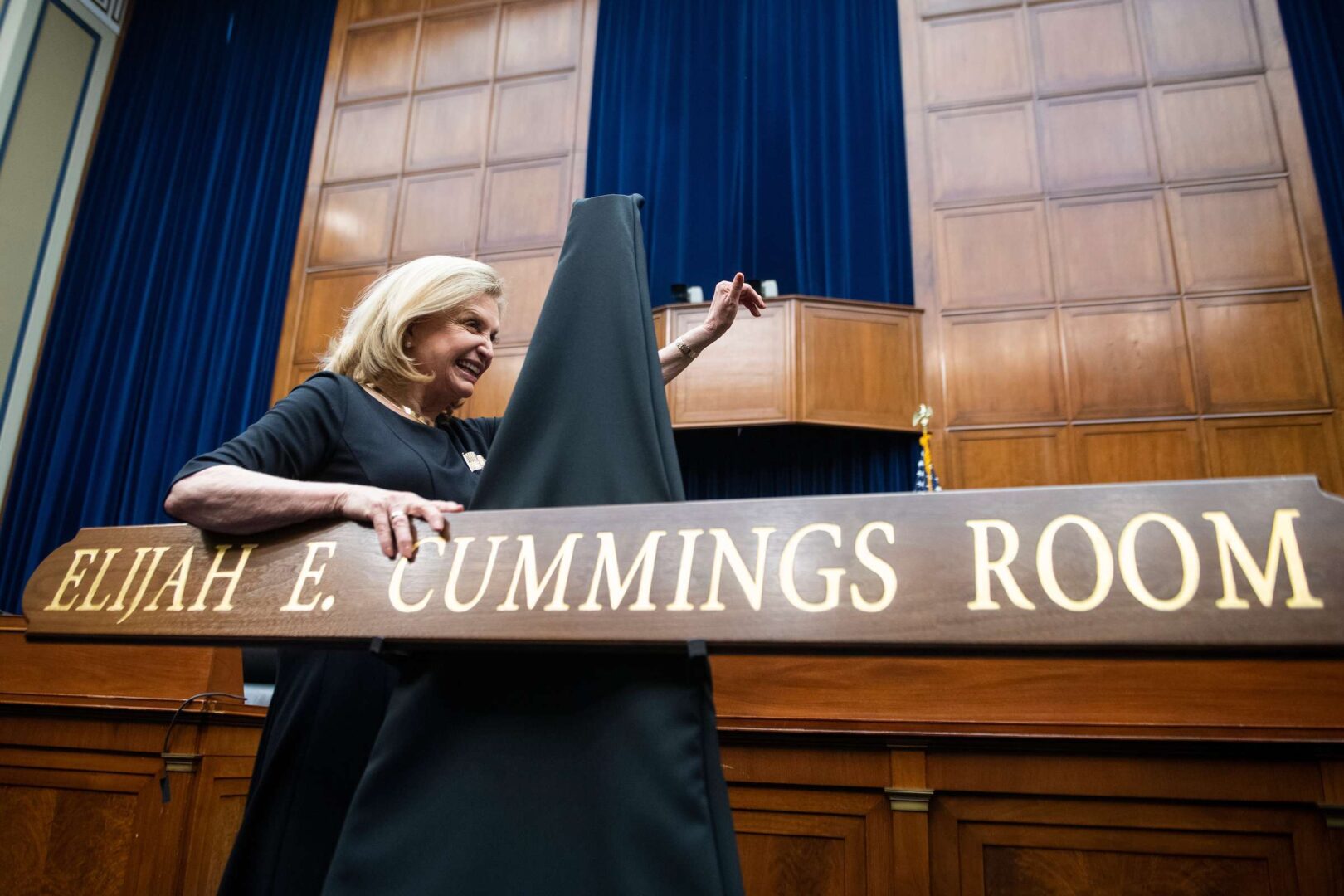 Chairwoman Carolyn B. Maloney, D-N.Y., attends an event to dedicate the Oversight and Reform Committee hearing room to the late Chairman Elijah E. Cummings, D-Md., in the Rayburn Building on Thursday, February 27, 2020. 