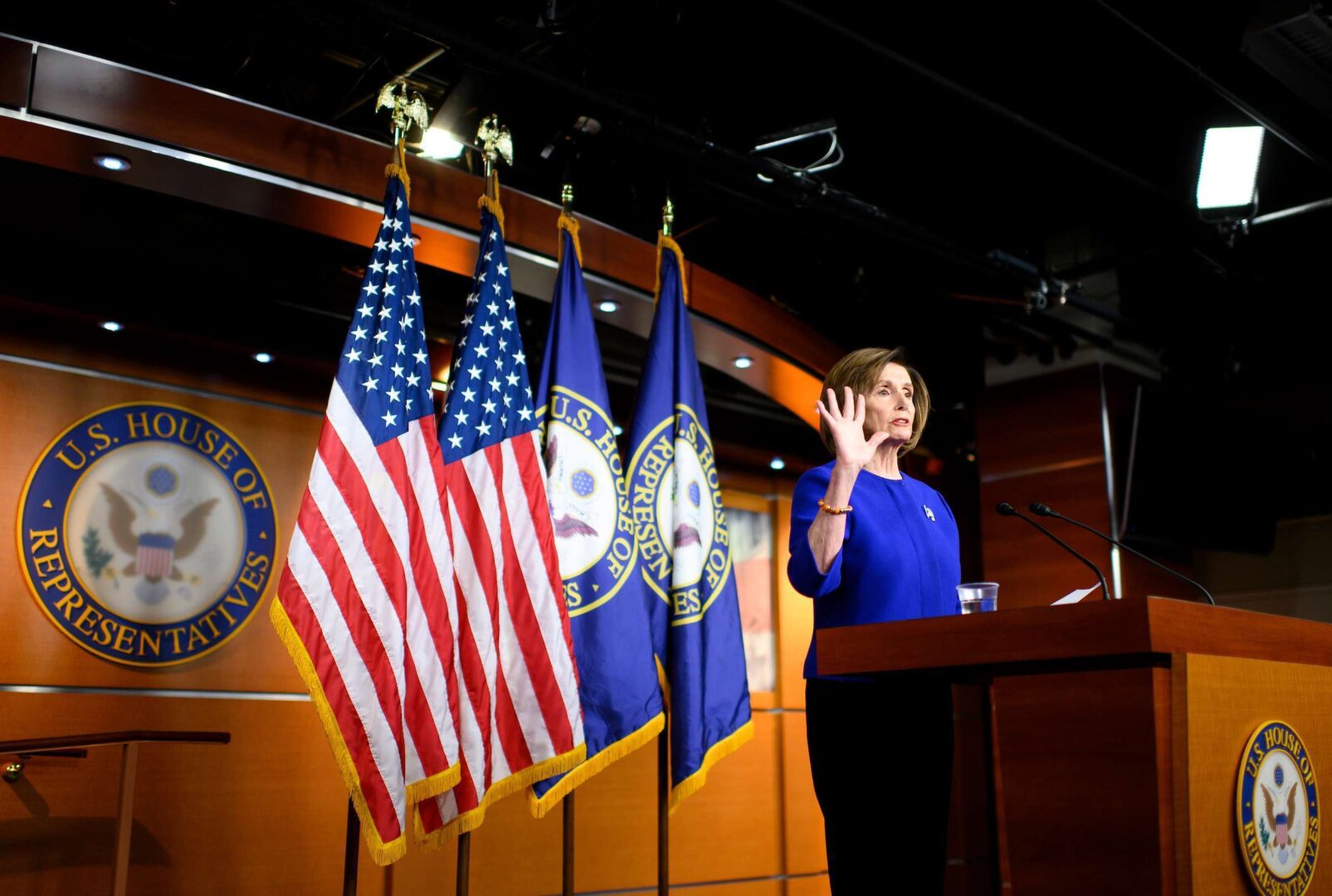 In her weekly news conference Thursday, Speaker Nancy Pelosi said President Donald Trump crossed a line by weighing in on his former adviser Roger Stone’s sentencing.