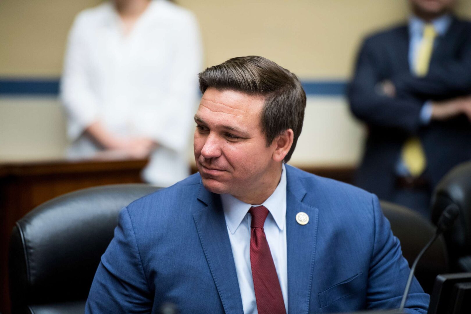 Then-Rep. Ron DeSantis, R-Fla., listens during the House Oversight and Government Reform Committee hearing in 2018. DeSantis, now Florida Governor, said getting a Medicaid waiver removes some administrative requirements that would enable the state to focus resources on battling the coronavirus. 