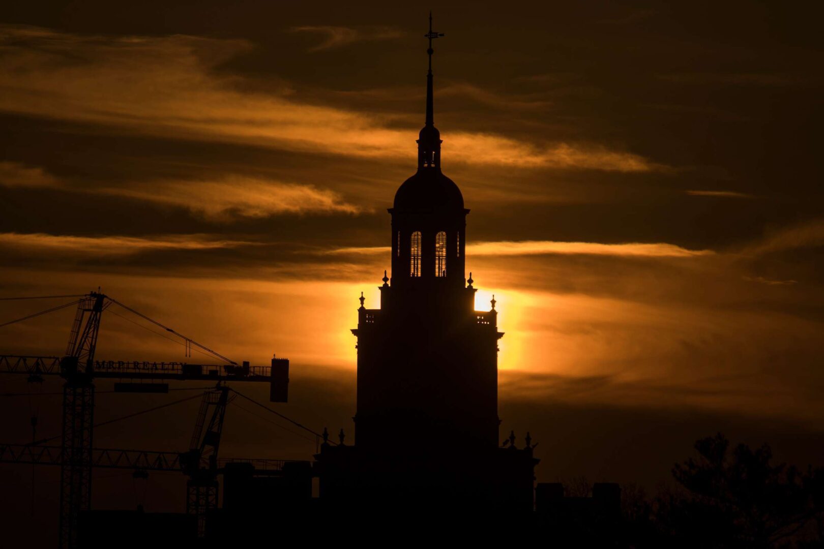 The Founders Library clock tower at Howard University is pictured at sunset on December 30, 2018. 