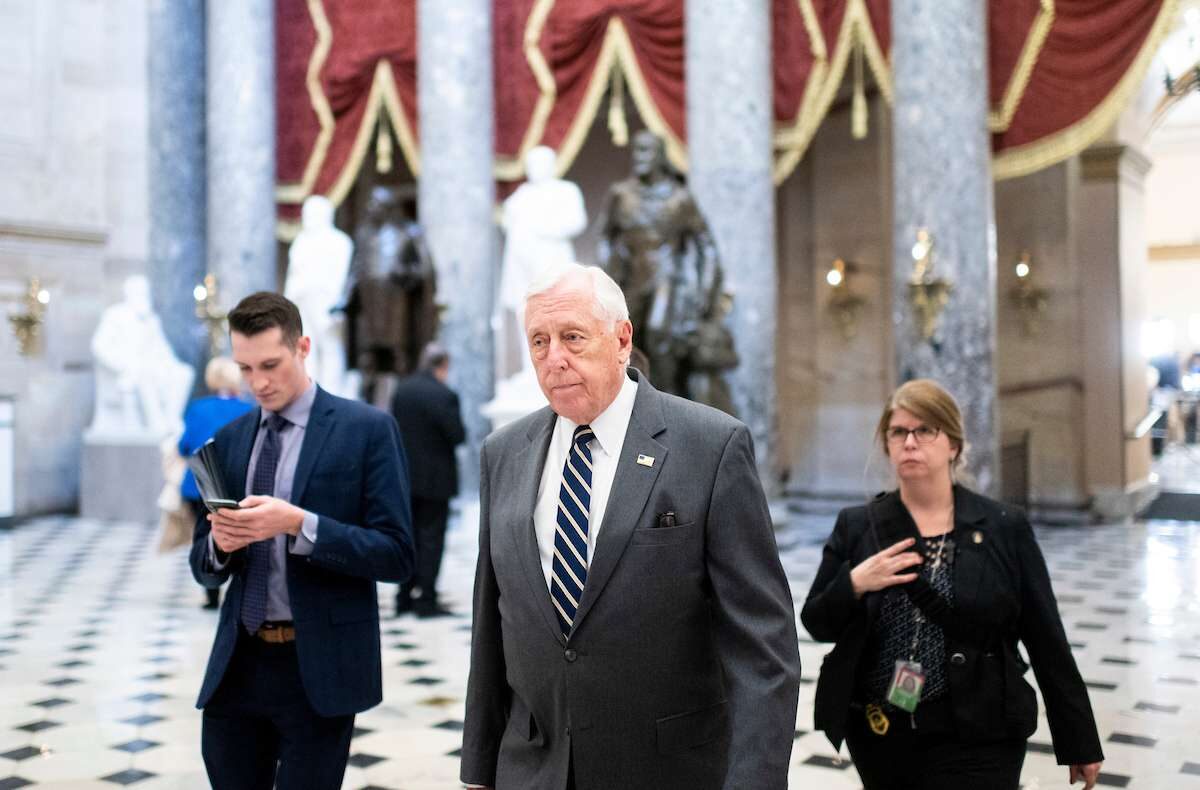 House Majority Leader Steny Hoyer, D-Md., walks through Statuary Hall in the Capitol on Feb. 26, 2020.
