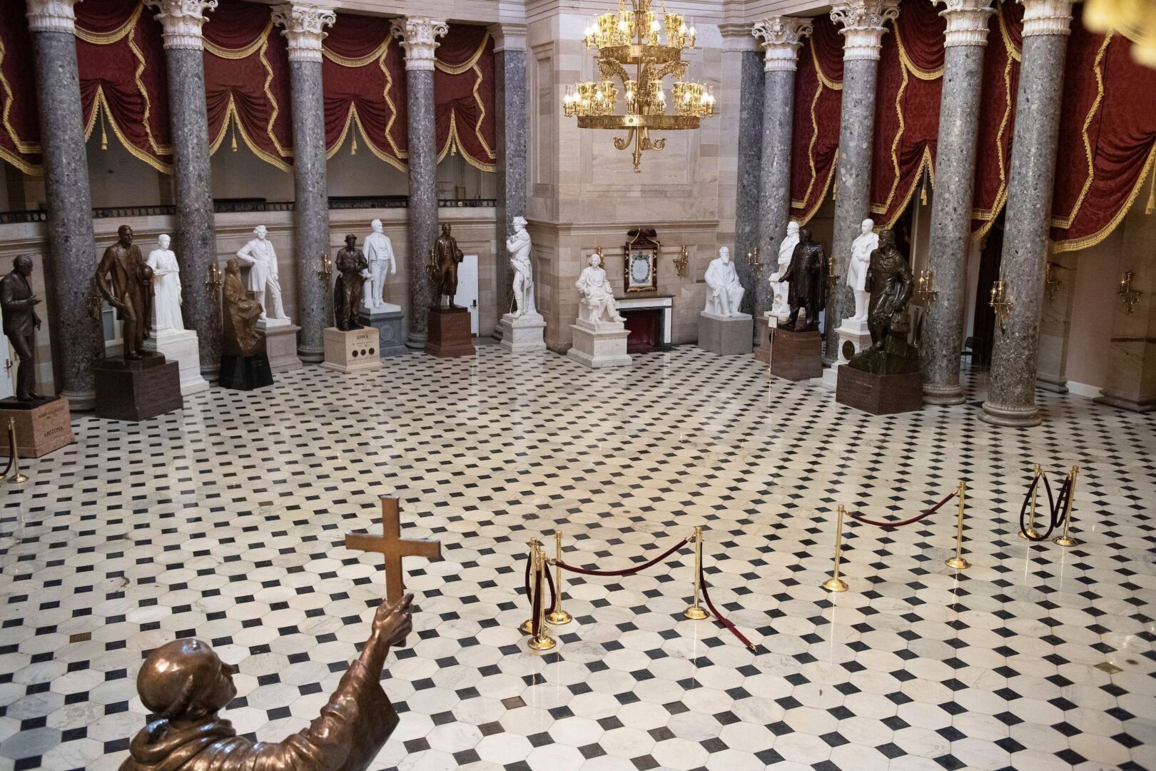 Statuary Hall is empty on March 30, 2020, with Congress on recess due to the coronavirus pandemic.