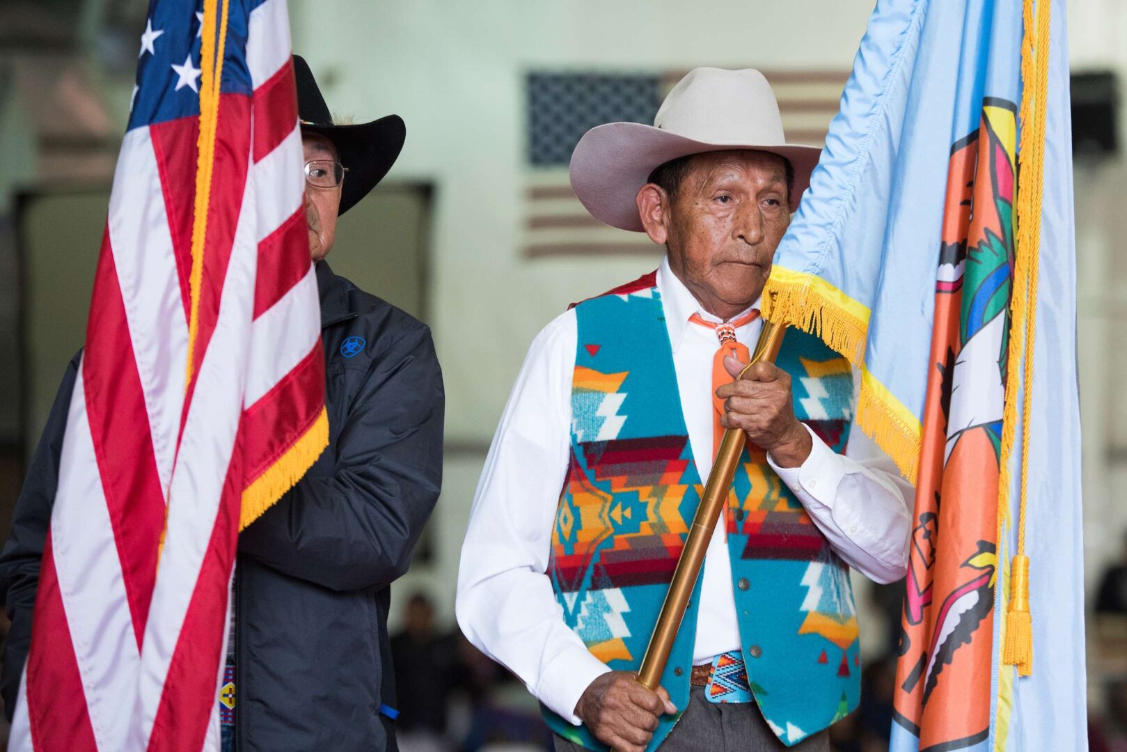 Tribal areas traditionally rely on in-person efforts to get counted in the census. Above, military veterans participate in a pow wow at Crow Fair in Crow Agency, Mont., in August 2018.