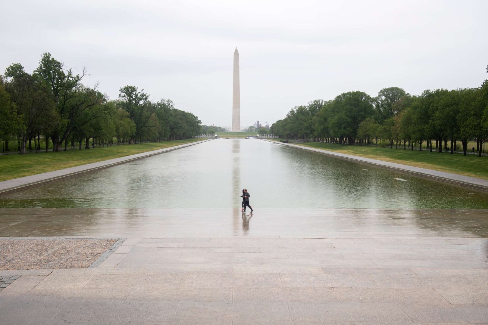The Washington Monument and nearly empty National Mall in Washington is pictured on Thursday.