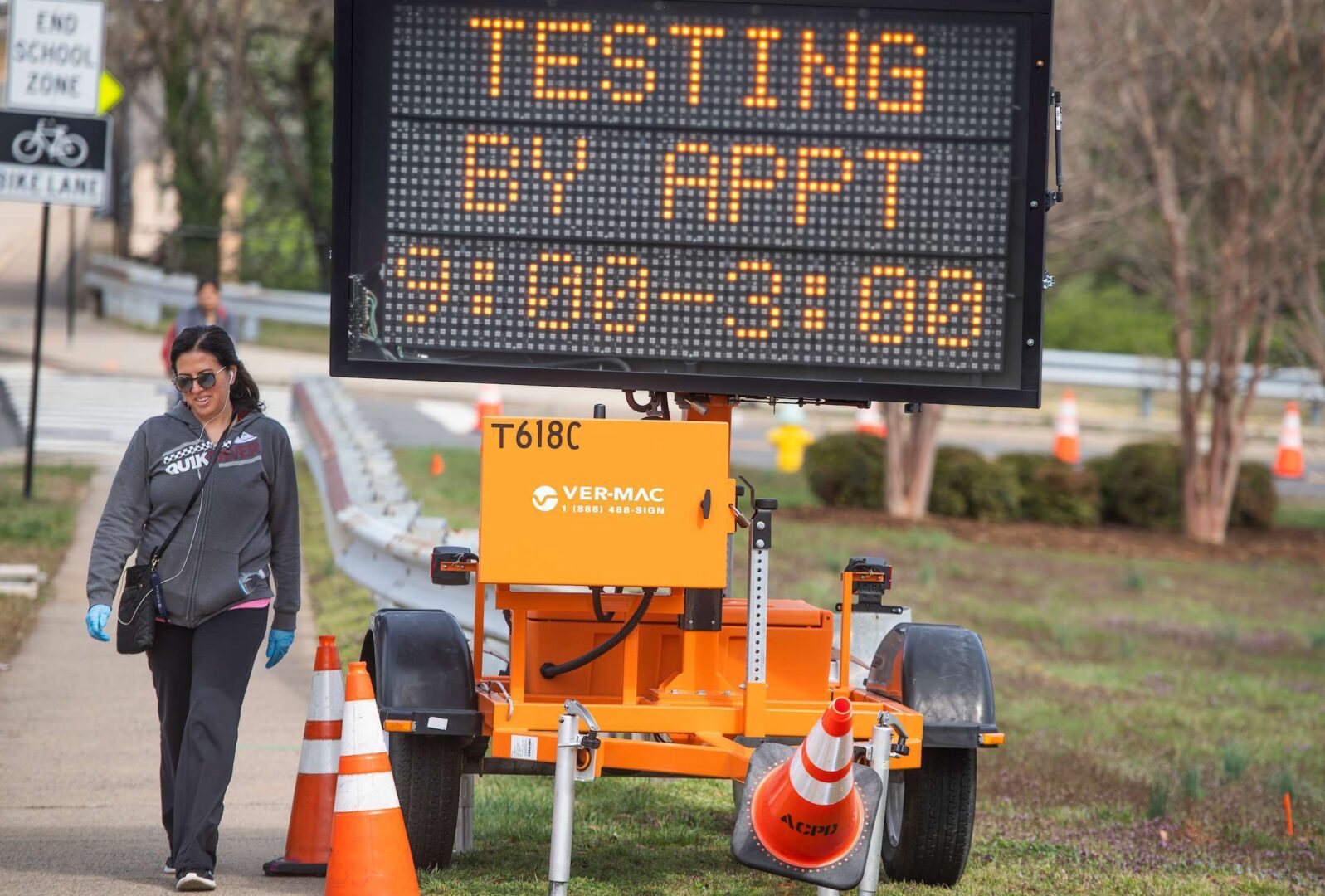 A drive-thru coronavirus testing site for residents who have symptoms and an order from a health care provider in Arlington, Va., on March 19, 2020. Americans facing tough financial situations may create a surge of people enrolling in Medicaid due to high unemployment. 