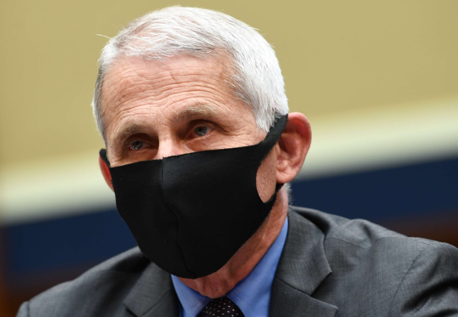 Anthony Fauci, director of the National Institute for Allergy and Infectious Diseases, waits to testify Tuesday at a hearing before the House Energy and Commerce Committee on the Trump administration's response to the COVID-19 pandemic. 
