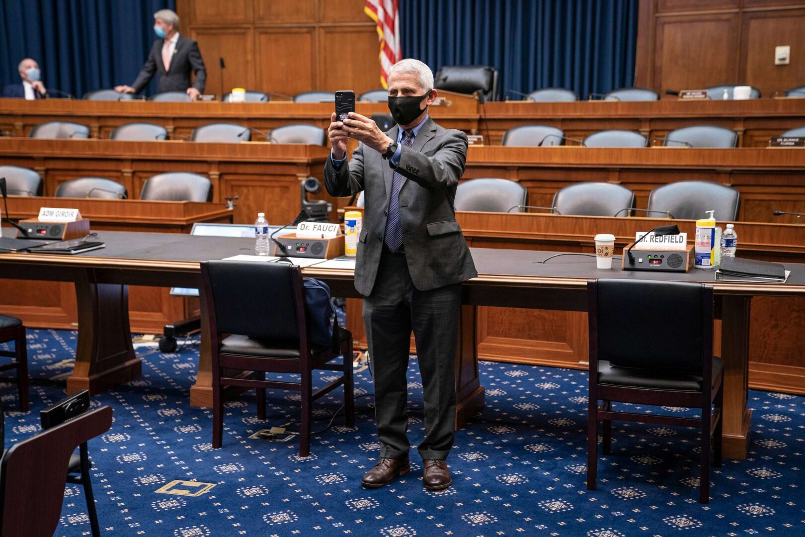 Anthony Fauci, director of the National Institute of Allergy and Infectious Diseases, prepares to testify before the House Energy and Commerce Committee in Washington, D.C., U.S., on Tuesday, June 23, 2020. Trump administration health officials will tell lawmakers that their agencies are preparing for a flu season that will be complicated by the coronavirus pandemic. Photographer: Sarah Silbiger/Bloomberg/POOL