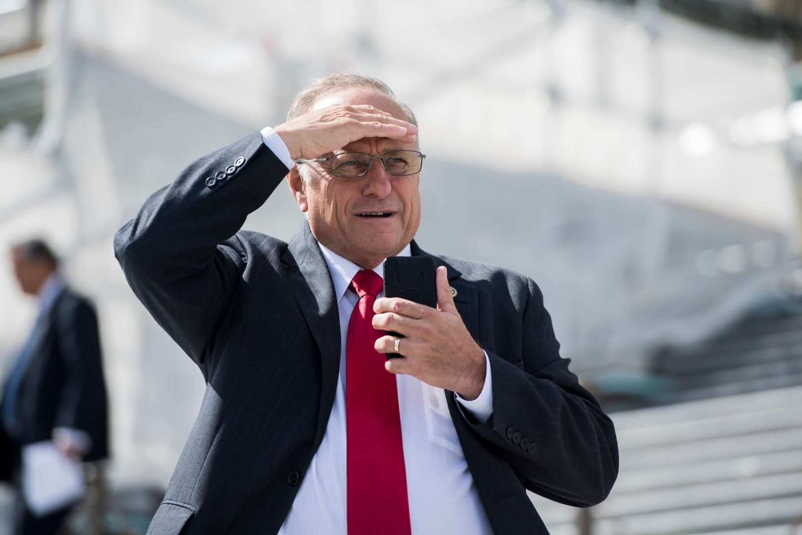 Rep. Steve King, R-Iowa, looking for his driver after votes in September 2018. After his primary loss, K Street firms say he shouldn't go to them looking for work.