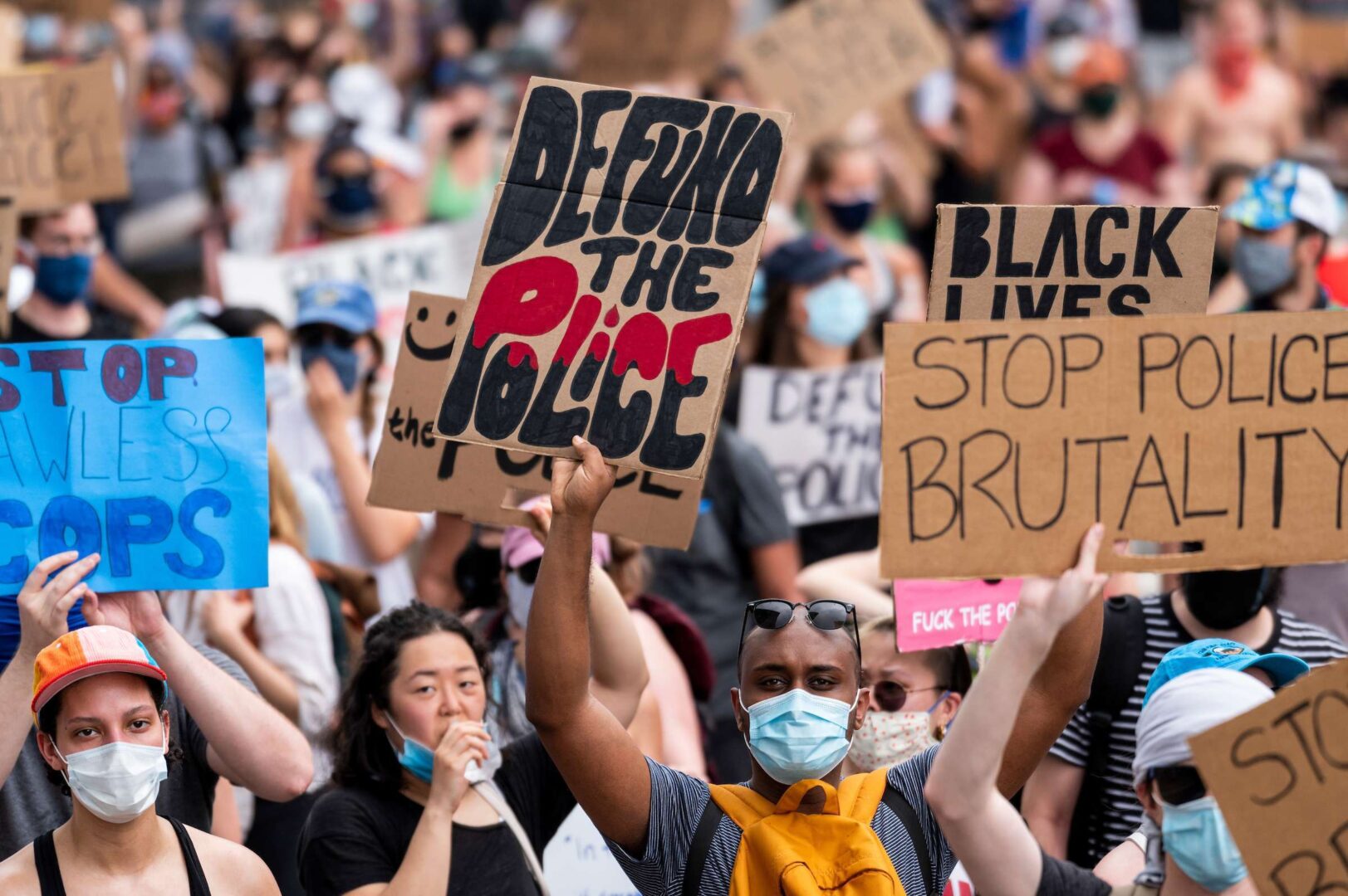 UNITED STATES - JUNE 6: Protesters march down Pennsylavania Avenue from the Capitol as George Floyd police brutality demonstrations and marches are held around Washington on Saturday, June 6, 2020. (Photo By Bill Clark/CQ Roll Call)
