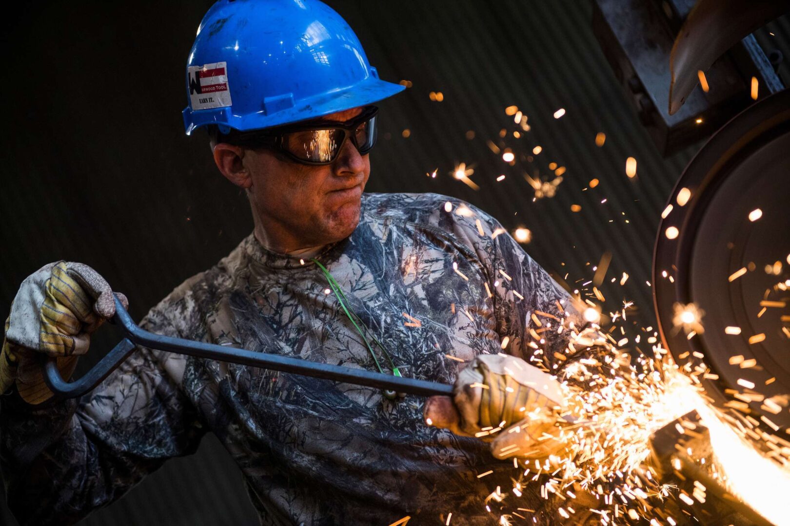 A worker in a West Virginia factory in 2018. 