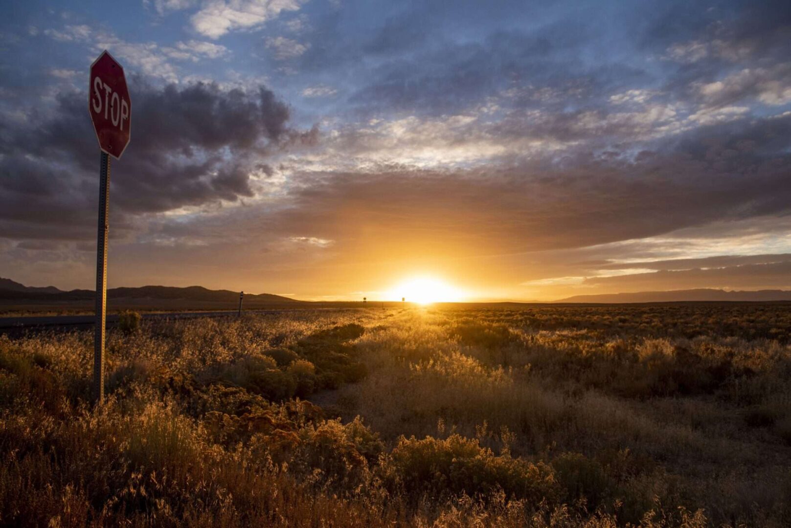 In 1986 Life magazine dubbed the Nevada portion of Route 50 as ÒThe Loneliest Road in America.Ó 30 years later on Oct. 15, 2016, Roll Call traveled that stretch of road covering the Joe Heck vs Catherine Cortez Masto Senate race. The only stop on the 300-mile drive was for this pretty sunset photo. (Bill Clark/CQ Roll Call)