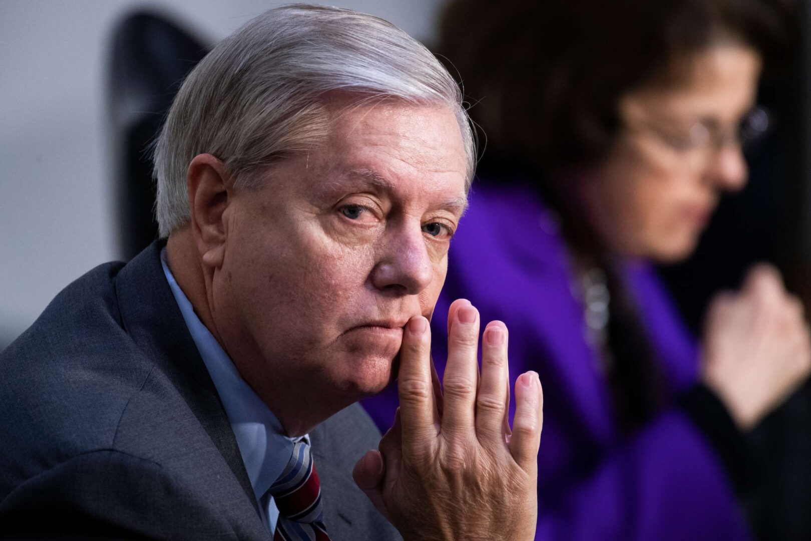 Chairman Lindsey Graham, R-S.C., and ranking member Sen. Dianne Feinstein, D-Calif., attend the Senate Judiciary Committee executive business meeting on Supreme Court justice nominee Amy Coney Barrett on Oct. 15, 2020.