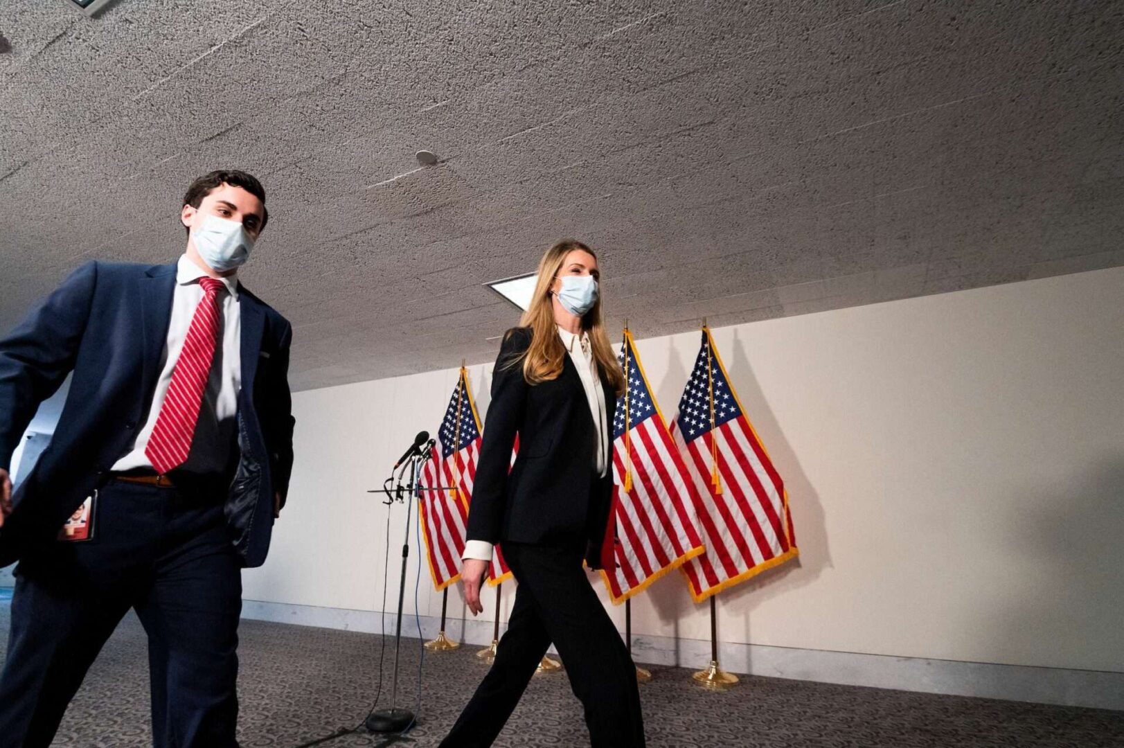 Sen. Kelly Loeffler, R-Ga., arrives for the Senate Republicans’ lunch in the Hart Senate Office Building on June 2.