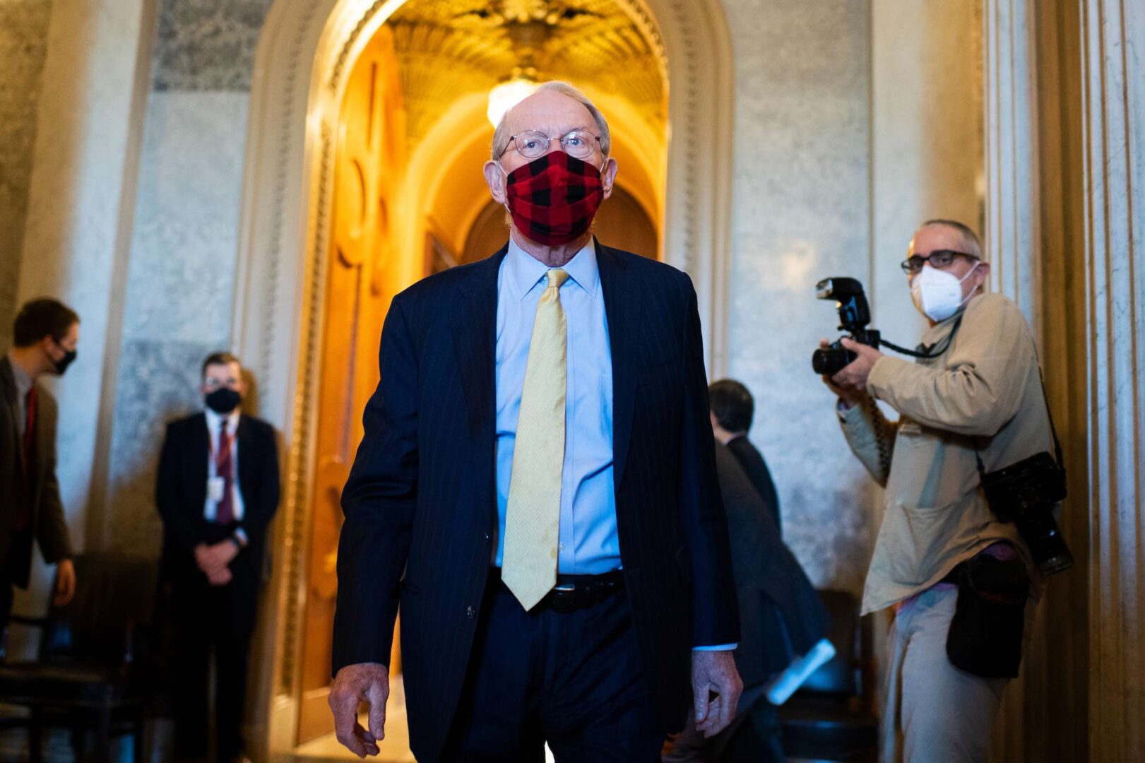 Sen. Lamar Alexander, R-Tenn., is seen during a Senate vote in the Capitol on Dec. 2, 2020.
