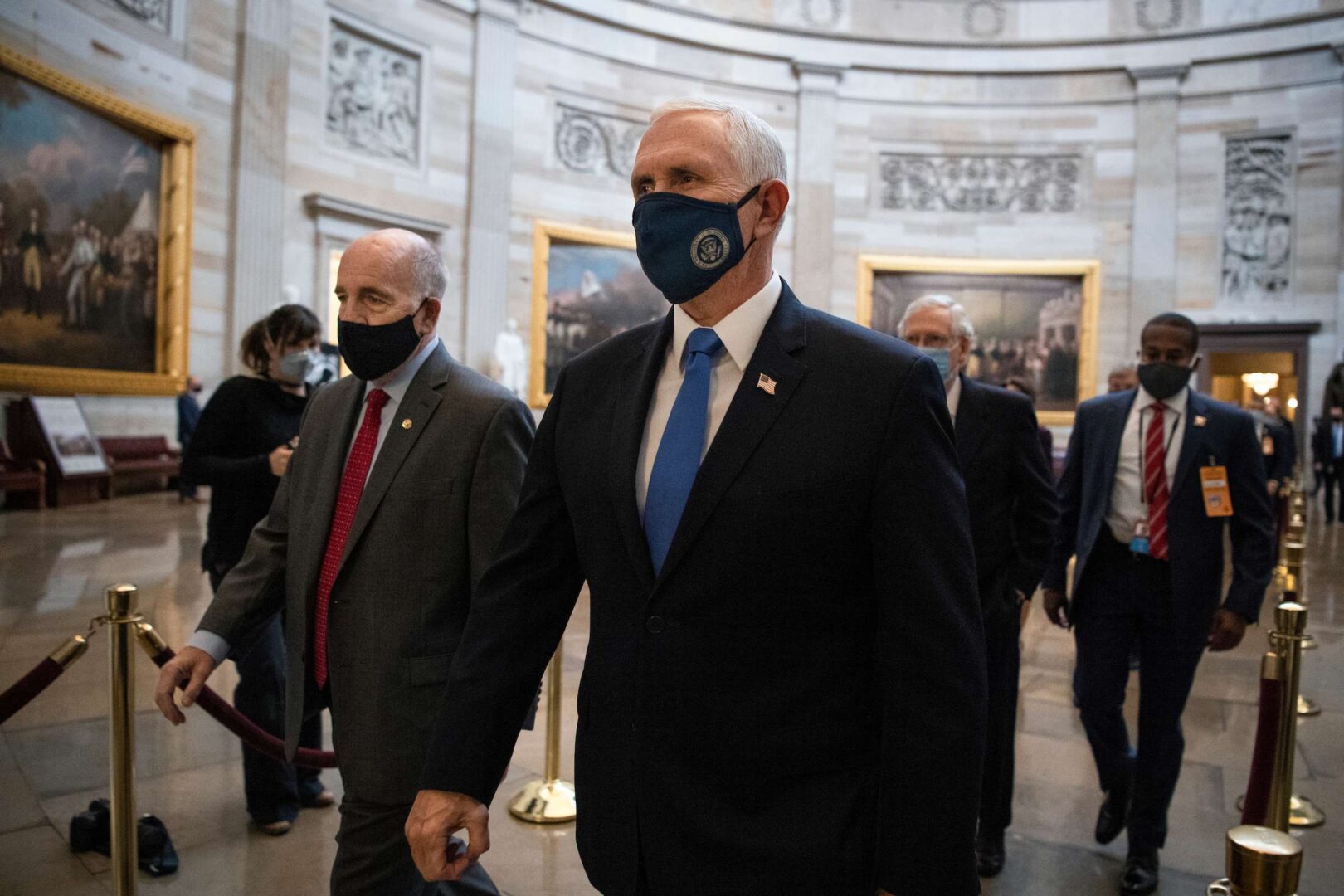 Vice President Mike Pence makes his way to the House floor for a joint session of Congress to tally the electoral college votes for the president and vice president in the Capitol in Washington on Wednesday.