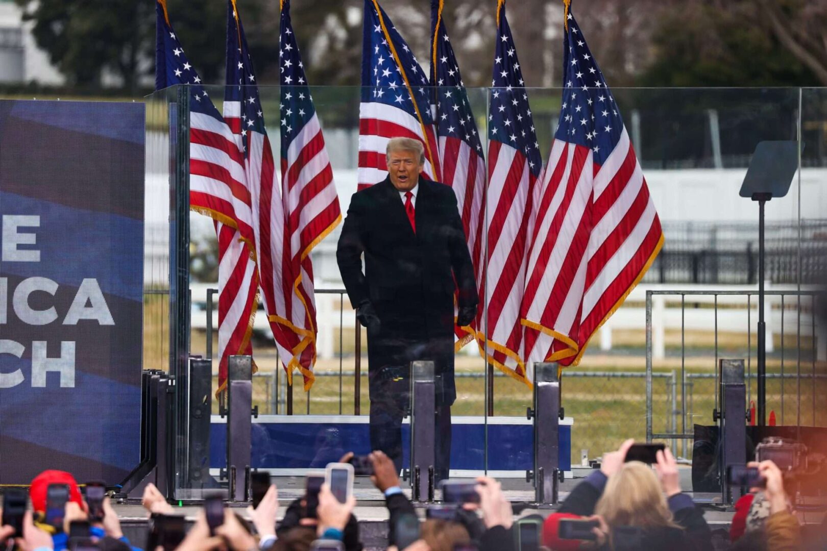 President Donald Trump speaks at a rally near the White House on Jan. 6 before a mob of his supporters led an assault on the U.S. Capitol.