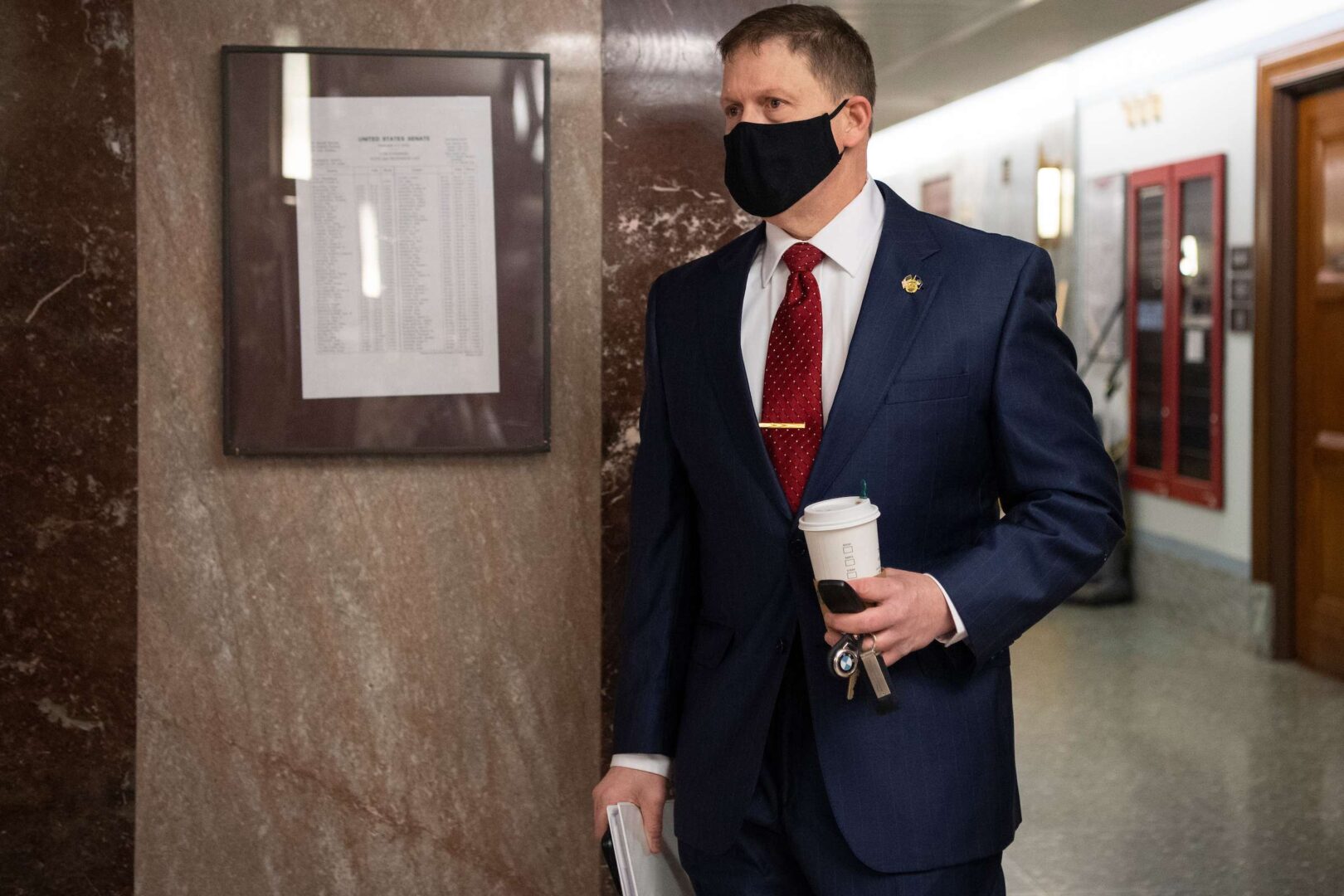 Former Capitol Police Chief Steven Sund arrives at the Capitol to testify in the Senate Homeland Security and Governmental Affairs Committee and Senate Rules and Senate Administration Committee joint hearing on Tuesday.