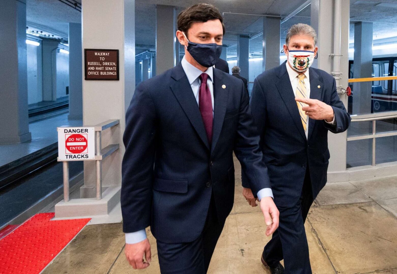 The election of Sen. Jon Ossoff, left, enabled Democrats to take the majority, but Sen. Joe Manchin III's status as their 50th vote may limit what they can do.