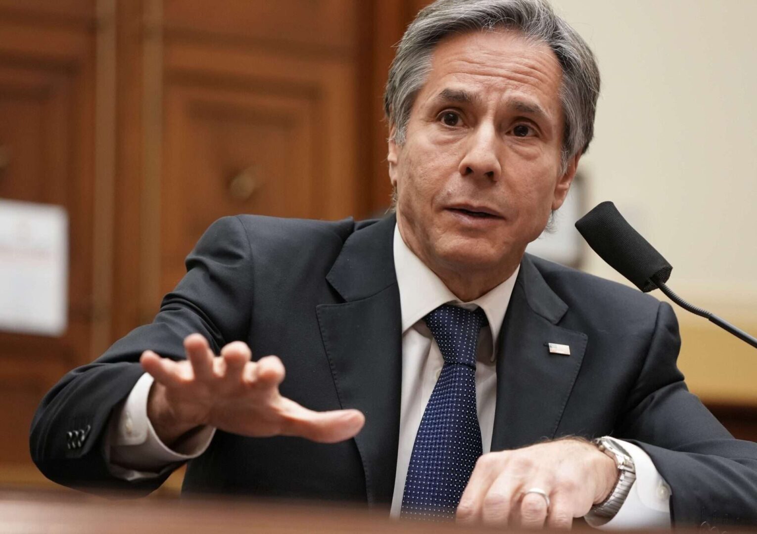  U.S. Secretary of State Antony Blinken testifies before the House Committee on Foreign Affairs on the Biden administration's priorities for U.S. foreign policy on Wednesday.