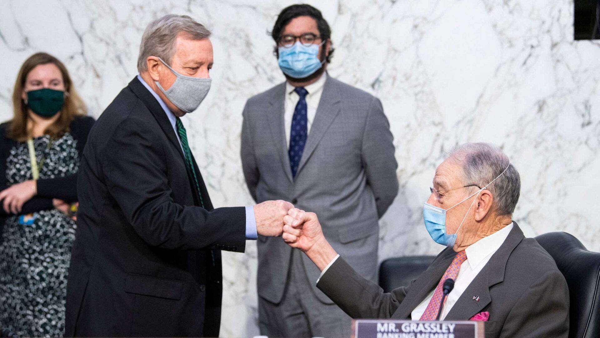 Senate Judiciary Chairman Richard J. Durbin, D-Ill., left, and ranking member Charles E. Grassley, R-Iowa, are both original sponsors of the Crime Victims Fund bill.