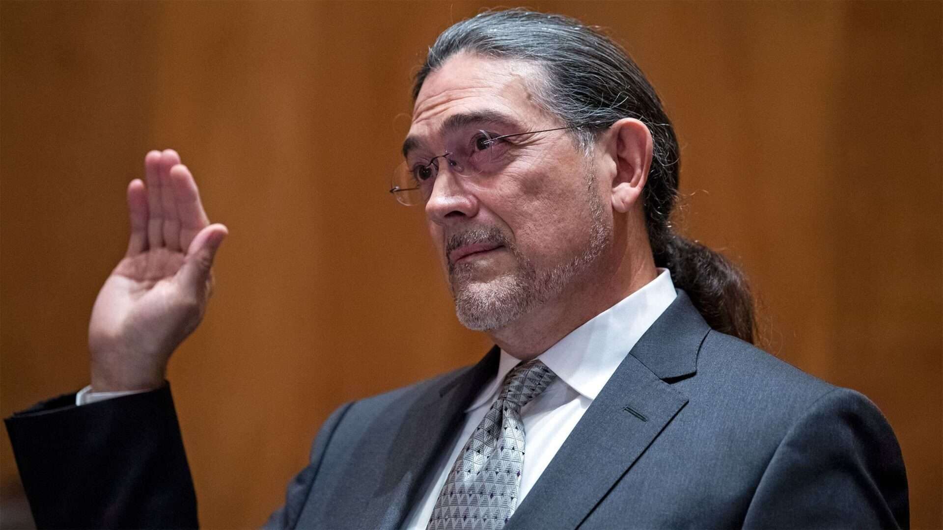 Robert L. Santos, nominee to head the U.S. Census Bureau, is sworn in Thursday during a Senate Homeland Security and Governmental Affairs Committee confirmation hearing.
