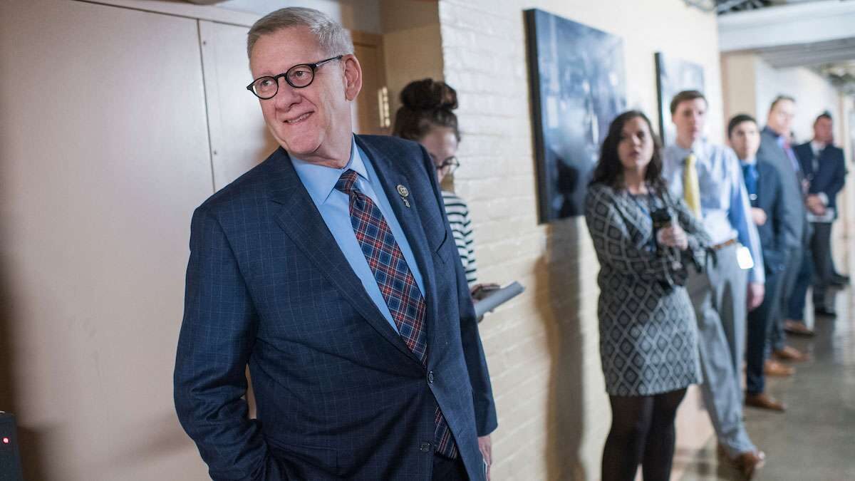 Rep. Paul Mitchell, R-Mich., is seen outside a meeting of the House Republican Conference in the Capitol on December 19, 2017. 