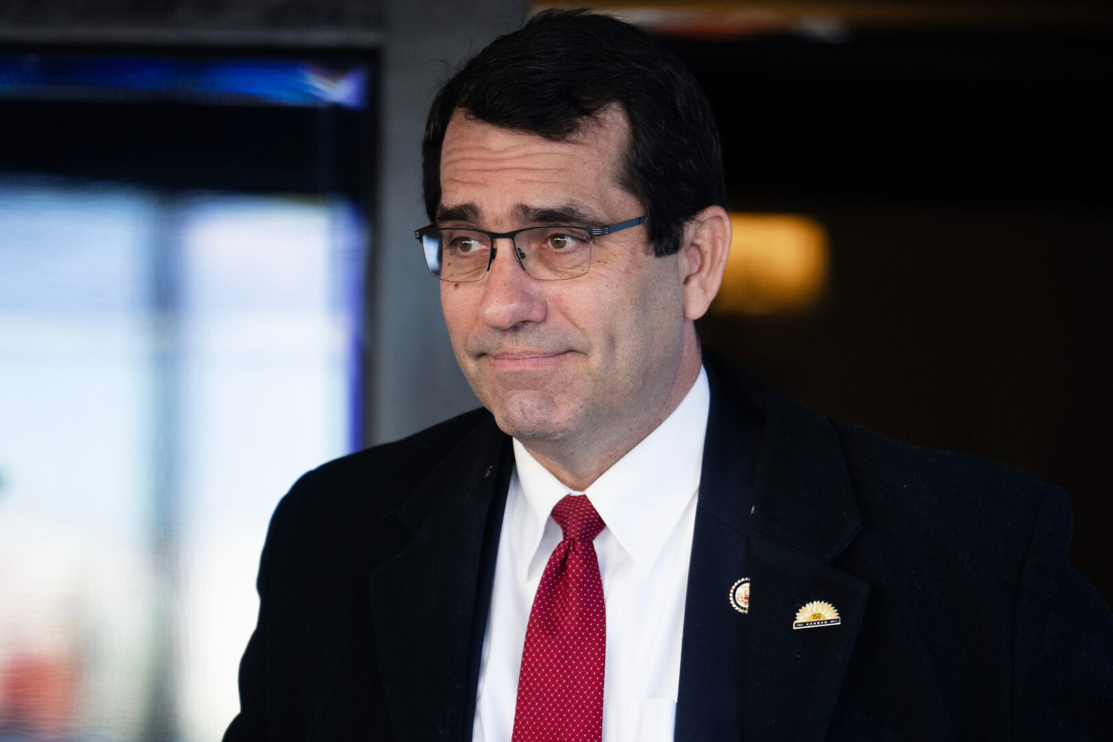 Rep. Derek Schmidt, R-Kan., leaves the Capitol Hill Club after a meeting of the House Republican Conference last month. 