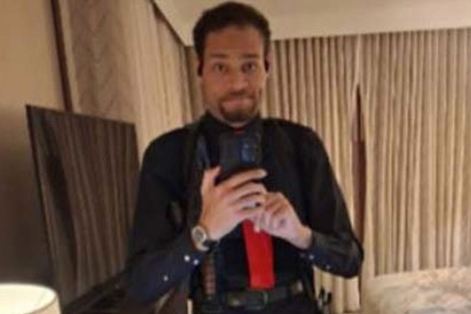 Prosecutors say Cole Allen took this selfie before attempting to enter the White House Correspondents' Association dinner Saturday night.