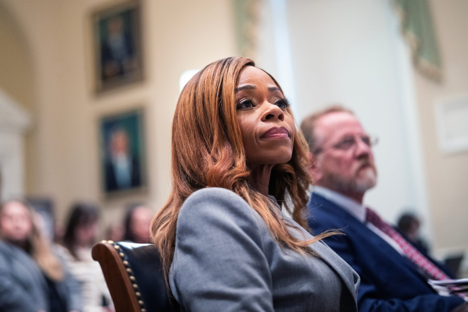 Rep. Sheila Cherfilus-McCormick arrives for a House Ethics Committee adjudicatory subcommittee hearing on March 26. The Florida Democrat resigned Tuesday.