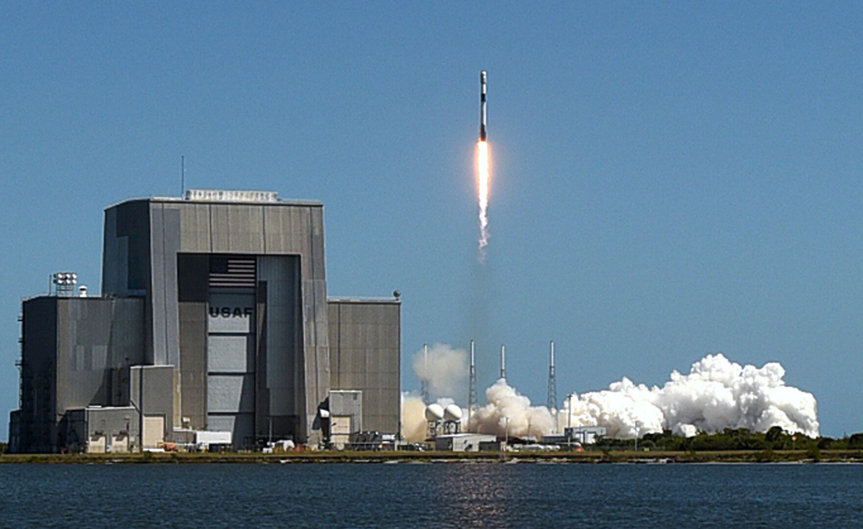 A SpaceX Falcon 9 rocket carrying a batch of 56 Starlink internet satellites launches from Cape Canaveral in Florida on March 24, 2023. (Paul Hennessy/SOPA Images/LightRocket via Getty Images)