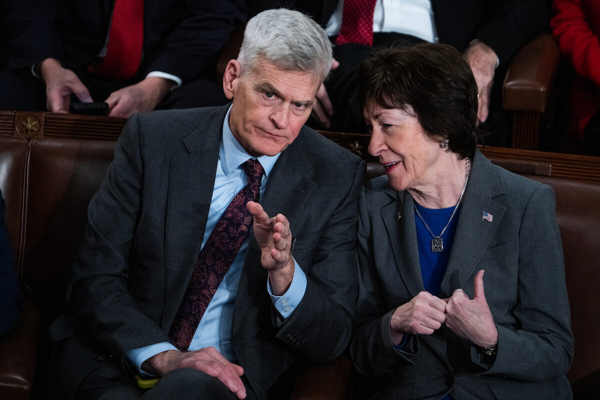Sens. Bill Cassidy, R-La., left, topped Roll Call's Most Vulnerable Incumbent senator list for a few days before losing his primary. Sen. Susan Collins, R-Maine, right, came in at No. 2 on the list and faces a competitive general election contest.
