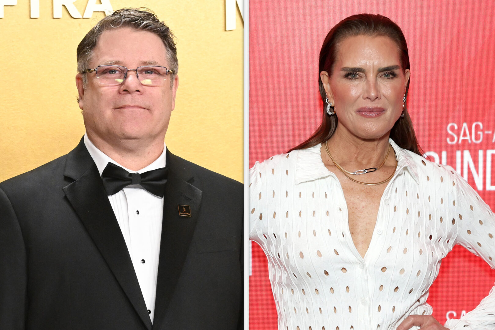 Left: Sean Astin is pictured at The 32nd Annual Actor Awards Presented by SAG-AFTRA held at the Shrine Auditorium and Expo Hall on on March 1. Right: Brooke Shields attends the SAG-AFTRA Foundation Conversation’s “You’re Killing Me”” screening and conversation in New York City on May 18.