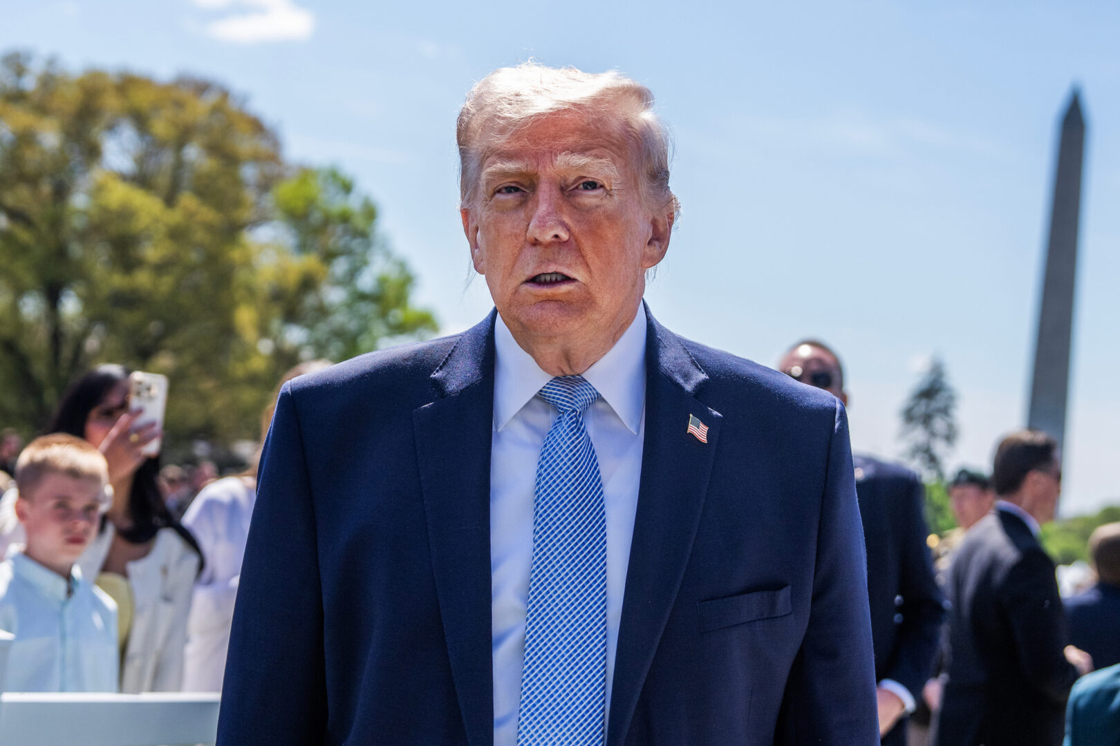 President Donald Trump talks with reporters during the White House Easter Egg Roll on April 6, 2026. He signed his executive order at the White House on Tuesday. (Tom Williams/CQ Roll Call)