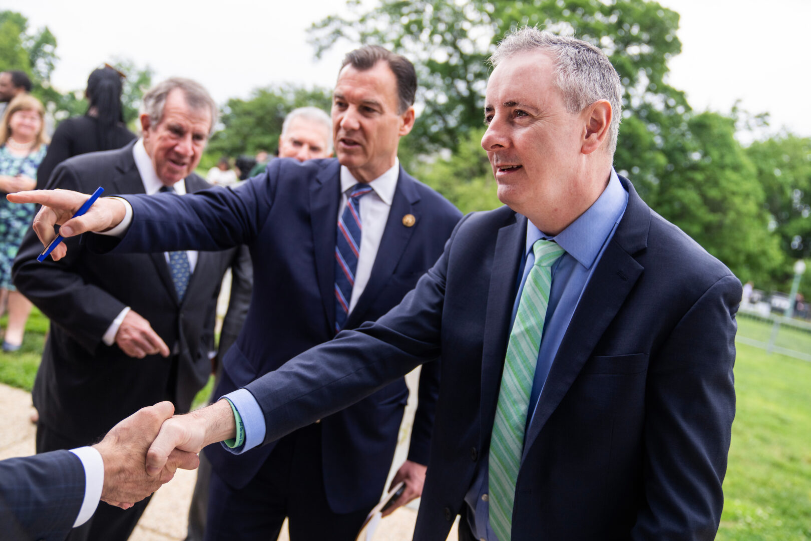 Reps. Brian Fitzpatrick, R-Pa., at right, and Tom Suozzi, D-N.Y., are pushing a bipartisan bill to ban payouts from a Justice Department fund.