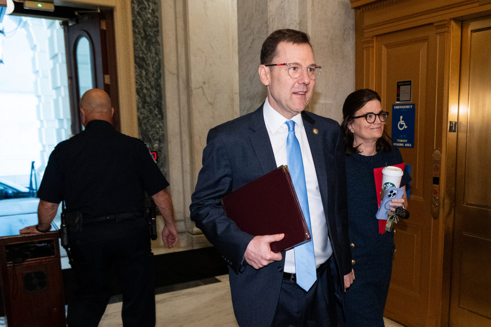 Rep. Tom Kean, R-N.J., returns to the Capitol on Tuesday with his wife, Rhonda, after nearly four months away from Washington. 