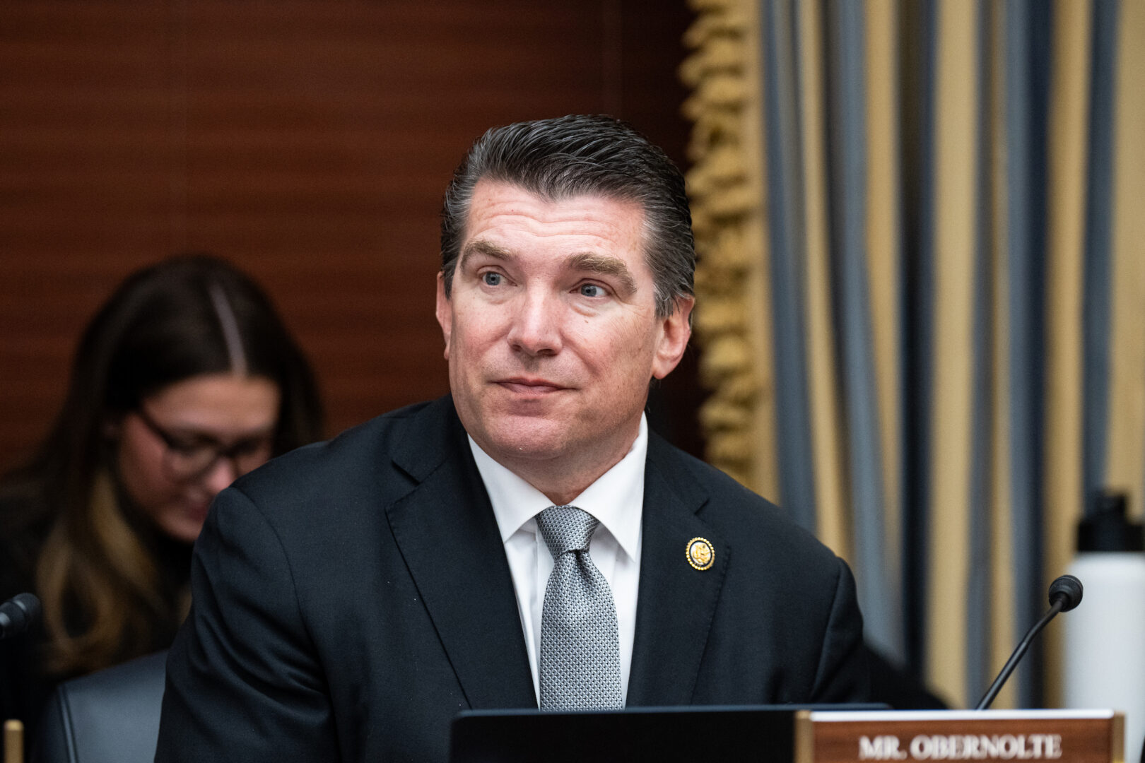  Rep. Jay Obernolte, R-Calif., is seen at a House Science panel hearing in February. The panel on Thursday advanced his bill that would put the federal AI standards office into law. (Bill Clark/CQ Roll Call)