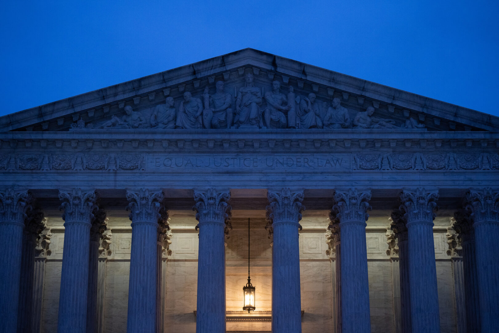 The Supreme Court building is seen at dawn. 