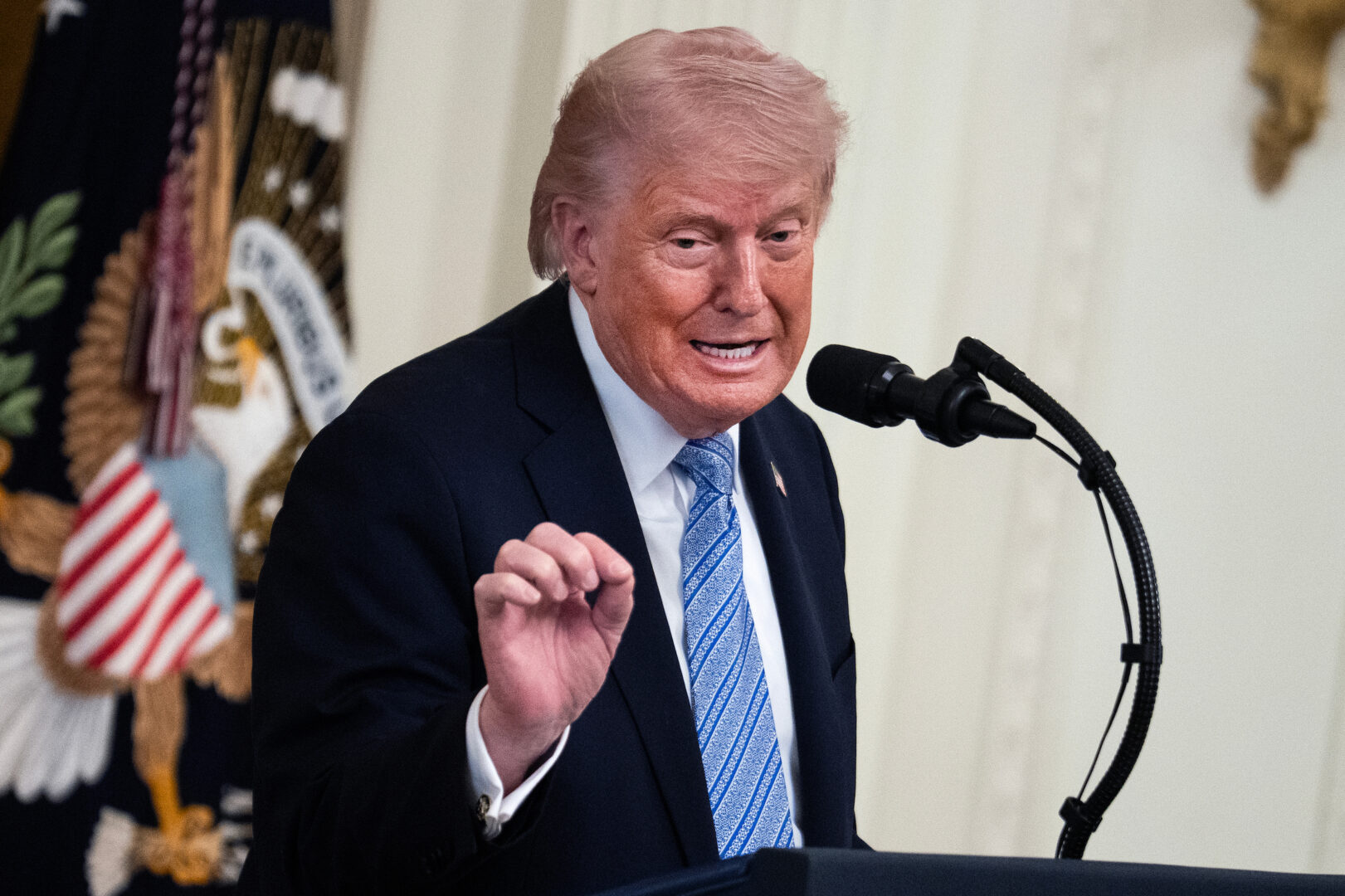 President Donald Trump speaks during a Small Business Summit in the East Room of the White House in May 4.