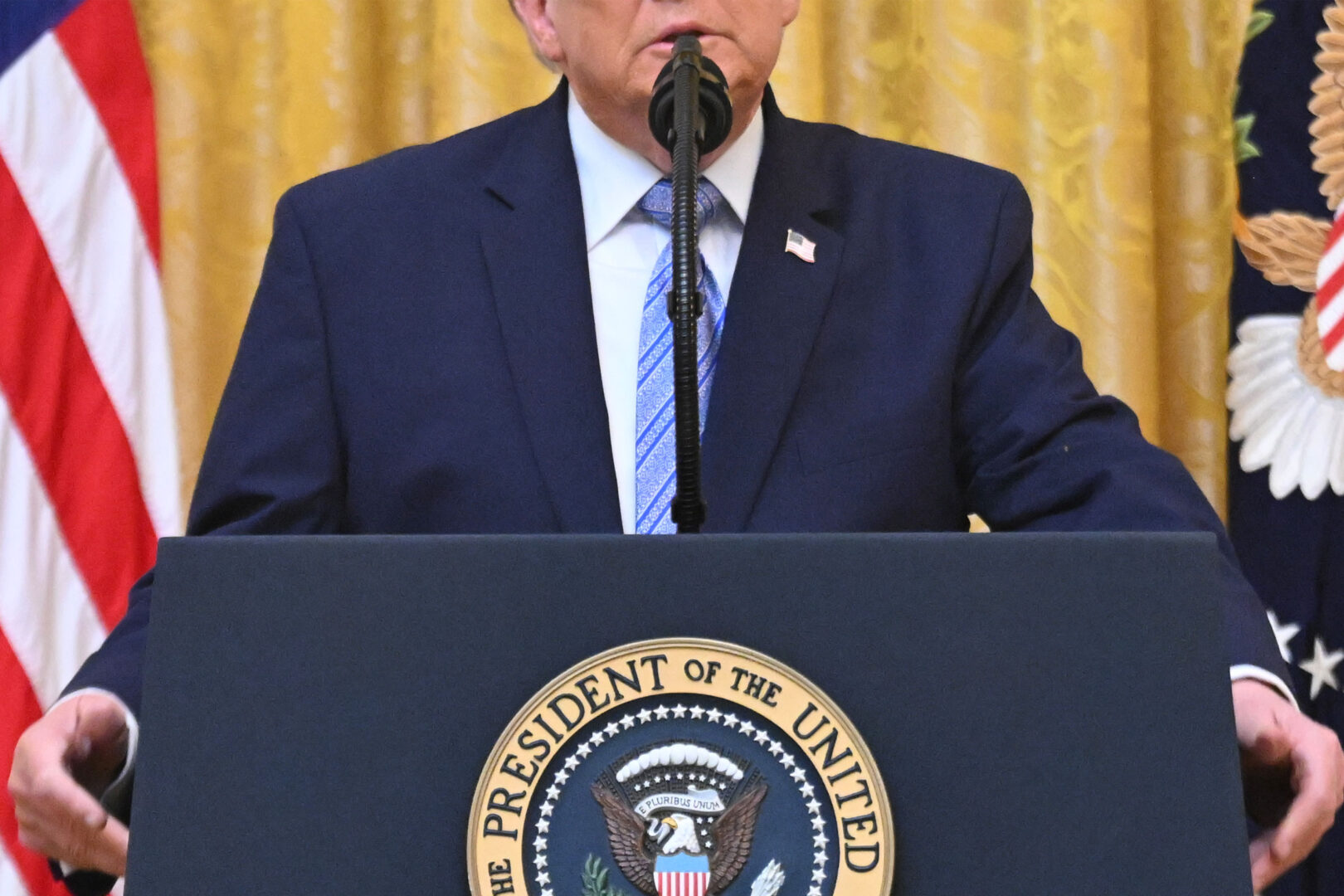 President Donald Trump addresses the nation from the East Room of the White House on July 16, 2026.