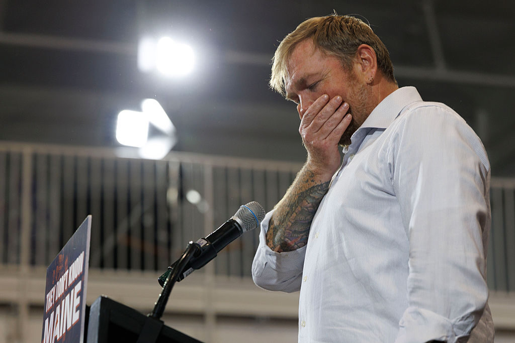 Democratic Senate hopeful Graham Platner speaks at his election night event in Blue Hill, Maine, on June 9.