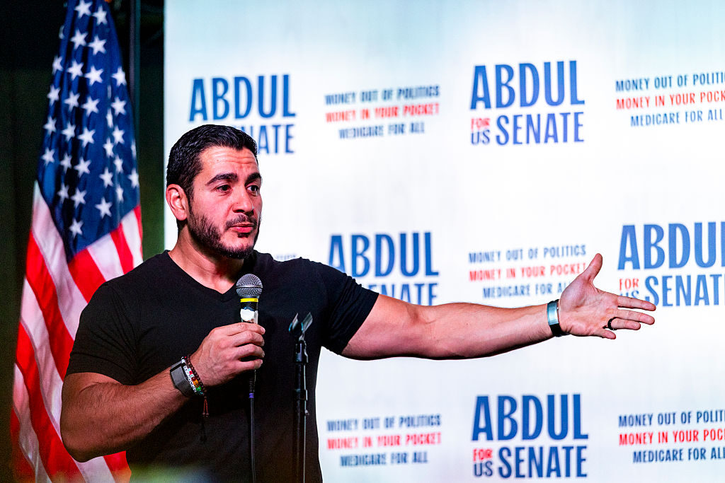 Democratic Senate candidate Abdul El-Sayed speaks during a campaign event Saturday in Ferndale, Mich. (Emily Elconin/Getty Images)