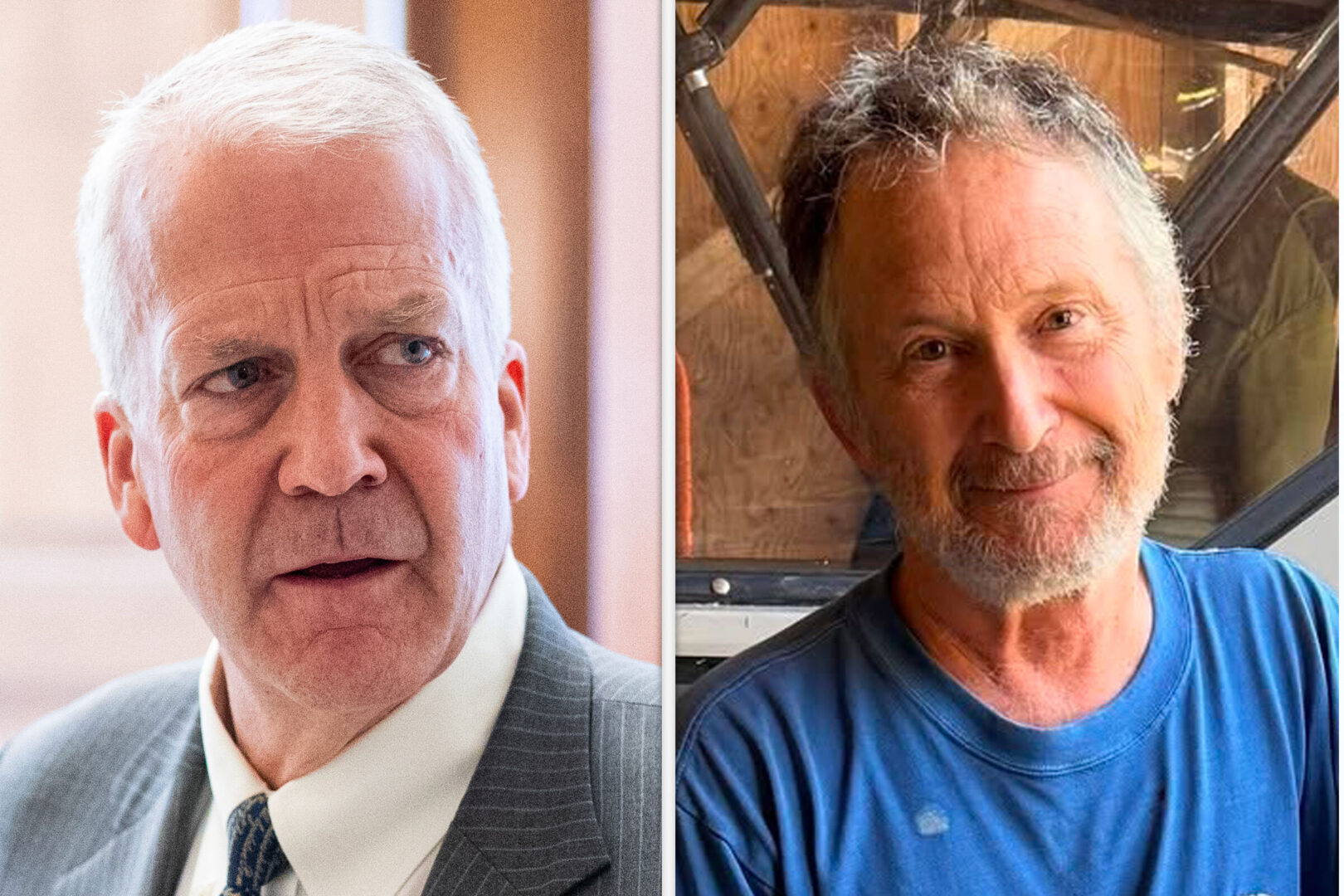 Alaska Sen. Dan Sullivan, left, and his challenger with the same name will both be on this fall's ballot for Senate. (Bill Clark/CQ Roll Call; Daniel J. Sullivan for US Senate/Facebook)