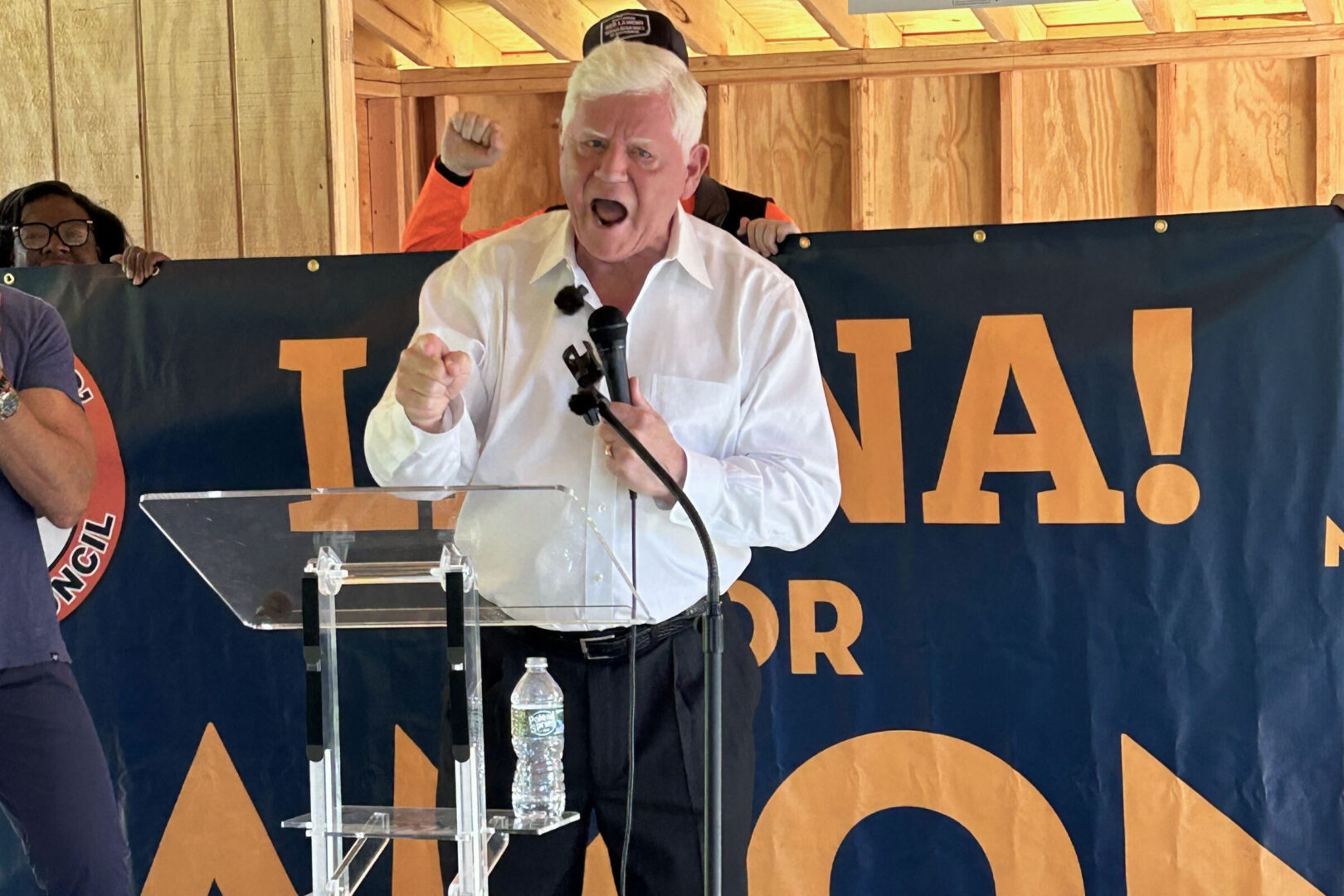 Connecticut Rep. John B. Larson speaks at a campaign event in Bristol on July 25.
