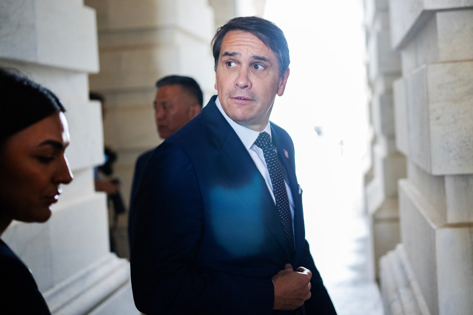 Todd Blanche leaves the Capitol after a meeting with Senate Majority Leader John Thune in June.
