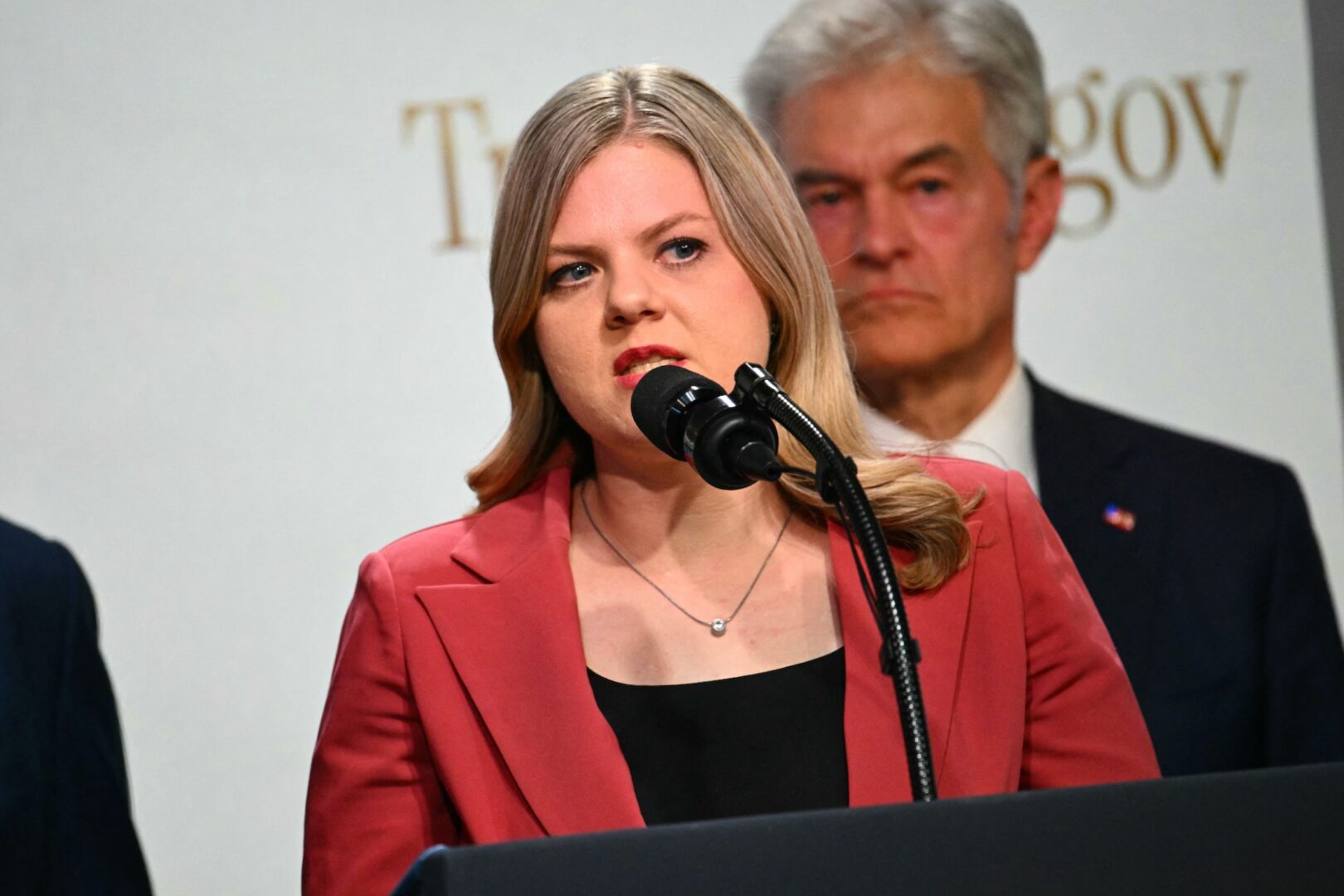 Heidi Overton previously worked at the America First Policy Institute, a Trump-aligned think tank. (Kent Nishimura/AFP via Getty Images)
