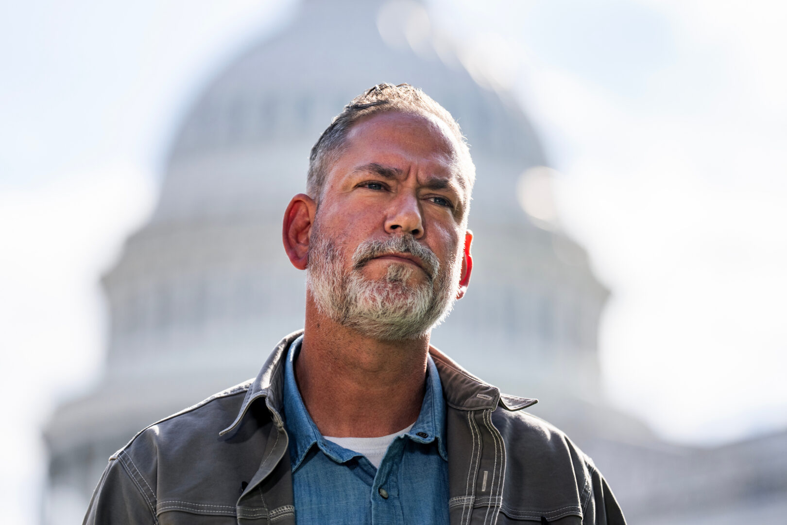 Independent candidate Dan Osborn of Nebraska attends a news conference outside the Capitol on Thursday. 