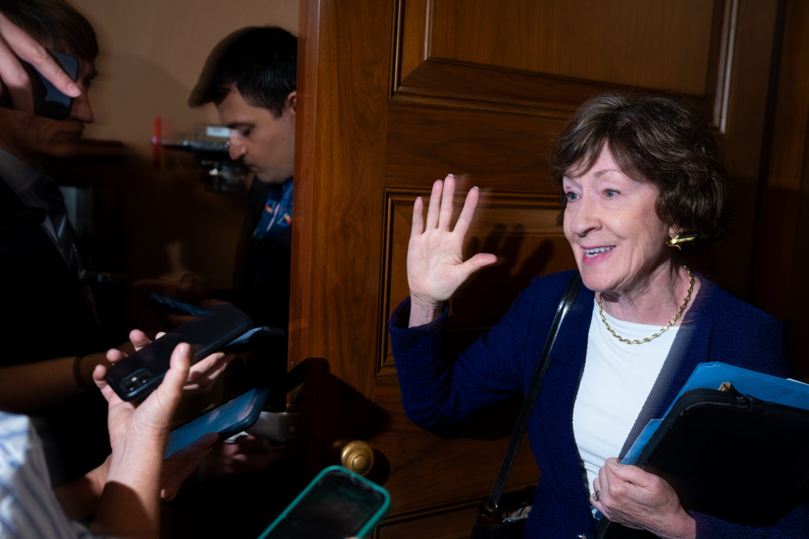 Sen. Susan Collins, R-Maine, speaks to reporters in the Capitol on Sept. 30, 2026. (Bill Clark/CQ Roll Call)