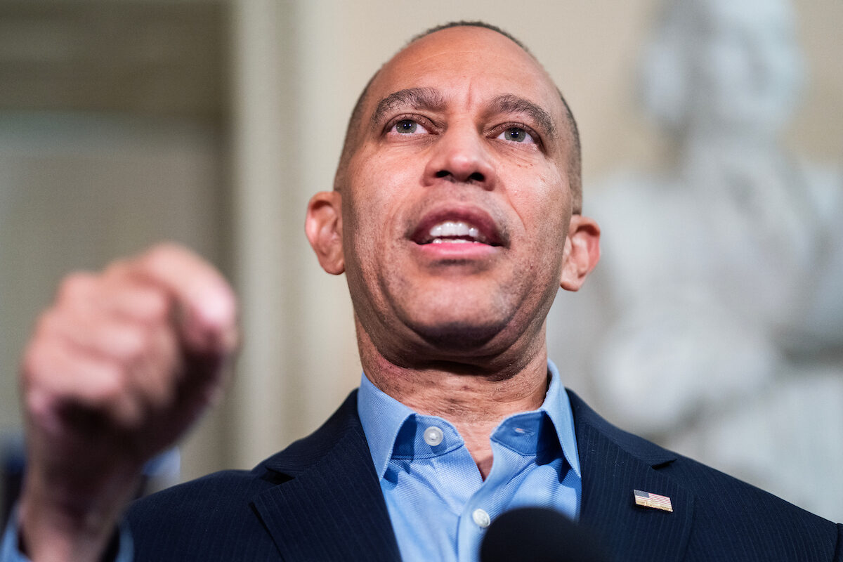 House Minority Leader Hakeem Jeffries conducts a news conference at the U.S. Capitol on Sept. 17. 